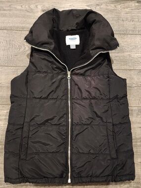 Old Navy Puffer Vest Small Fleece Lined Pockets Full Zip Up Black
